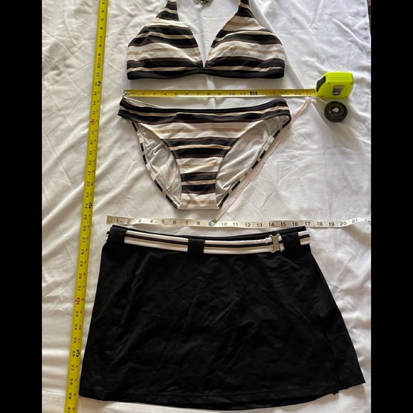 3 piece JAG swimsuit/skirt bl/br/tan stripes Only wore once !! rare - Picture 4 of 11